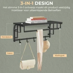 O'DADDY Wandkapstok met 5 Haken - Zwart/Donkergrijs - 66x30x27 cm Sale