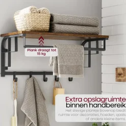 O'DADDY Wandkapstok met 5 Haken - 66x30x27 cm - Hangend - Bruin Outlet