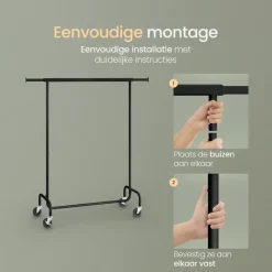 O'DADDY O’DADDY® Zwart Kledingrek - Verstelbaar & Stabiel tot 130kg - 4 Grote Wielen Clearance