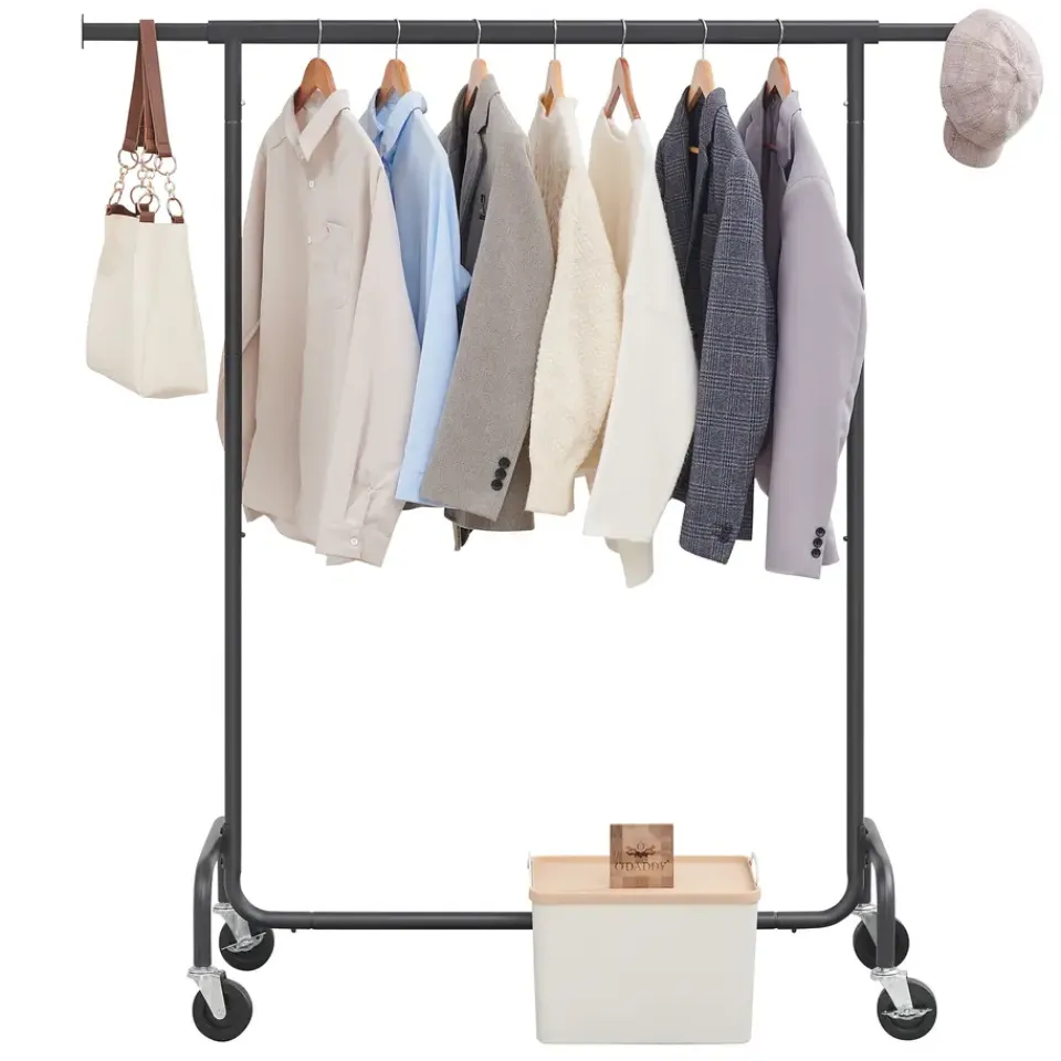 O'DADDY O’DADDY® Zwart Kledingrek - Verstelbaar & Stabiel tot 130kg - 4 Grote Wielen Clearance