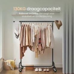 O'DADDY O’DADDY® Zwart Kledingrek - Verstelbaar & Stabiel tot 130kg - 4 Grote Wielen Clearance