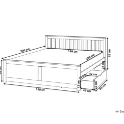 Beliani OLENDON - Bed met 4 lades - Lichtbruin - 140 x 200 cm - Dennenhout Discount