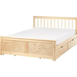 Beliani OLENDON - Bed met 4 lades - Lichtbruin - 140 x 200 cm - Dennenhout Discount