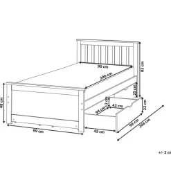 Beliani OLENDON - Bed met 4 lades - Lichtbruin - 90 x 200 cm - Dennenhout Discount