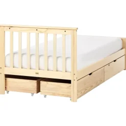 Beliani OLENDON - Bed met 4 lades - Lichtbruin - 90 x 200 cm - Dennenhout Discount