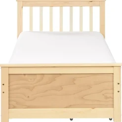 Beliani OLENDON - Bed met opbergruimte - Lichtbruin - 90 x 200 cm - Dennenhout Clearance