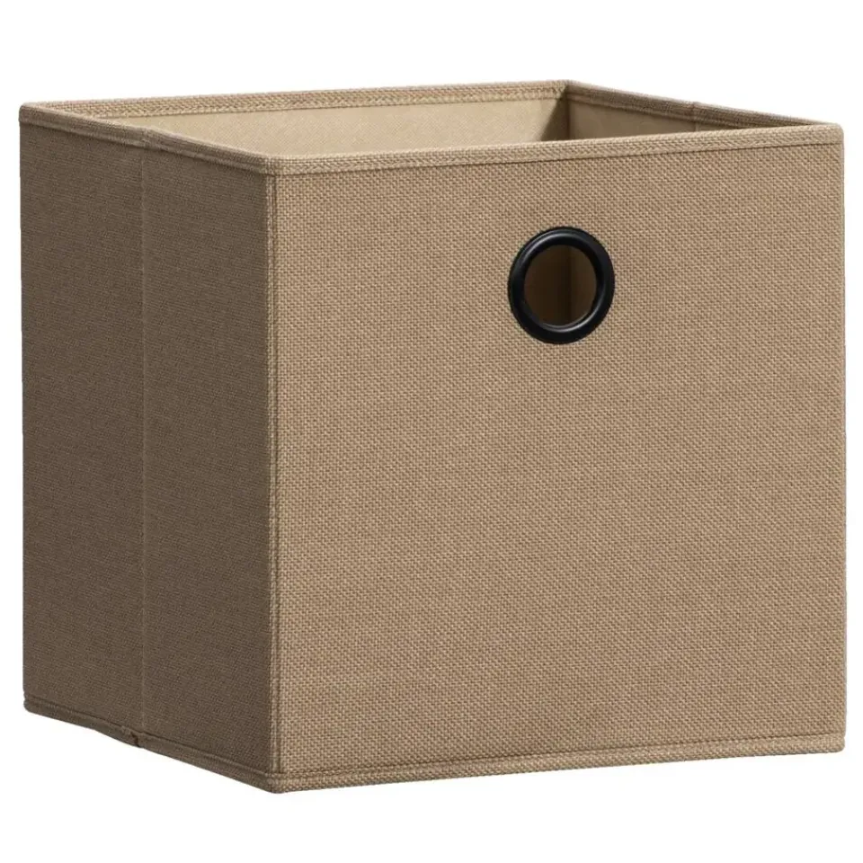 Leen Bakker Opbergbox Kenzi linnen - zand - 31x31x31 cm