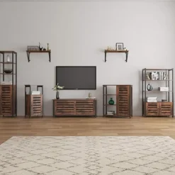 Parya Home Opbergkast - Staande smalle kast - 3 Open Planken Rustiek Bruin Online