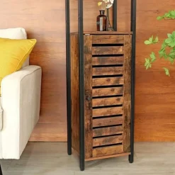 Parya Home Opbergkast - Staande smalle kast - 3 Open Planken Rustiek Bruin Online