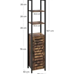 Parya Home Opbergkast - Staande smalle kast - 3 Open Planken Rustiek Bruin Online