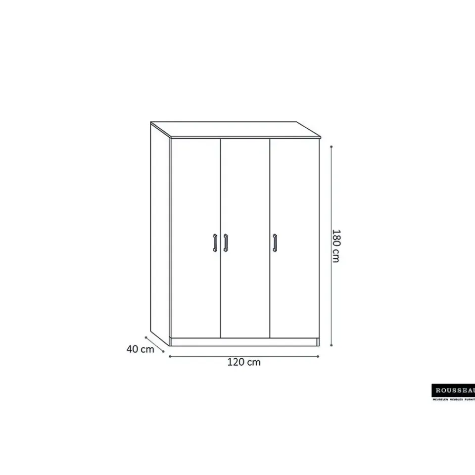 Rousseau Opbergkast Ray 120cm met 3 deuren en 4 legplanken - sonoma eik Best