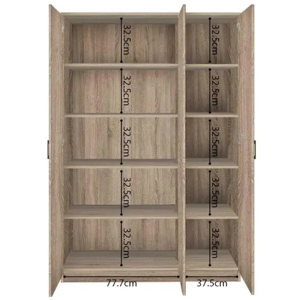 Rousseau Opbergkast Ray 120cm met 3 deuren en 4 legplanken - sonoma eik Best