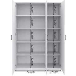 Rousseau Opbergkast Ray 120cm met 3 deuren en 4 legplanken -wit Outlet