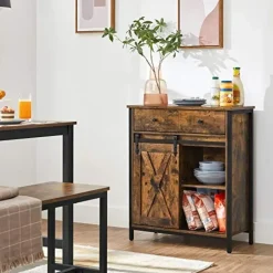 Vasagle Opbergkast Cobado: Industriële stijl met lade en schuifdeur Discount