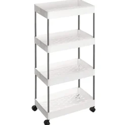 Merkloos Opbergtrolley - 4 niveaus - 40x86x22 cm - wit Online
