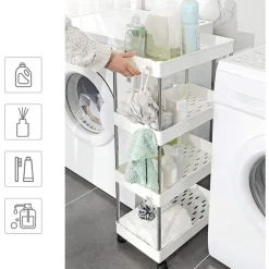 Merkloos Opbergtrolley - 4 niveaus - 40x86x22 cm - wit Online