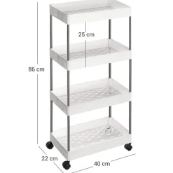 Merkloos Opbergtrolley - 4 niveaus - 40x86x22 cm - wit Online