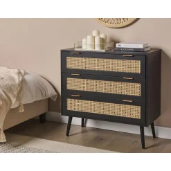 Beliani OPOCO - Commode - Zwart - Rotan Online