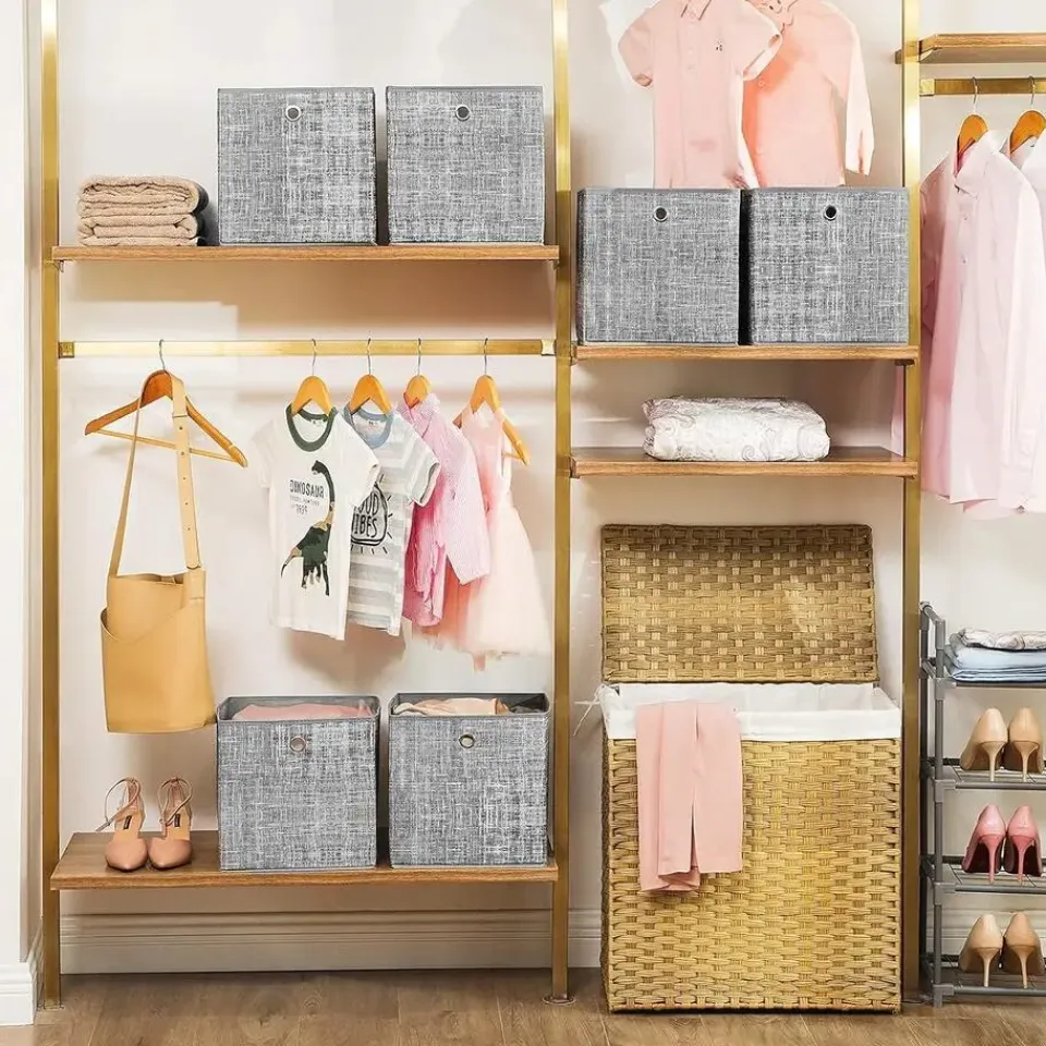 Parya Home Opvouwbare opbergdozen, 6 stuks, kubussen, bakken, manden, kisten Sale