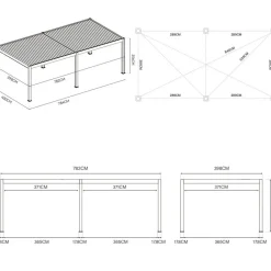 Orion Premium overkapping elektrisch met LED 400 x 800 antraciet Best
