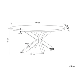Beliani ORISTANO - Tuintafel - Lichthout/Grijs - 190 x 100 cm - Beton
