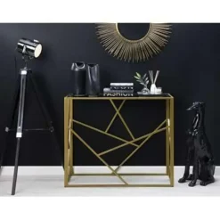 Beliani ORLAND - Consoletafel - Goud - Glas Clearance