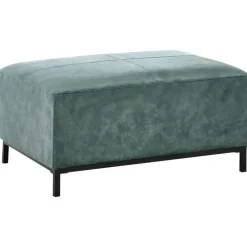 Leen Bakker OSLO - Ottomaan - Blauwgroen - Fluweel New