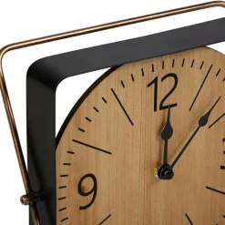 Merkloos Ostaria Tafelklok Galway - staand - metaal/MDF - zwart - D25 cm Discount