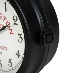 Merkloos Ostaria Wandklok/muur klok - 21cm - Station klok - metaal - zwart Clearance