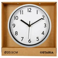 Merkloos Ostaria Wandklok/muur klok - D20 cm - kunststof - zilver