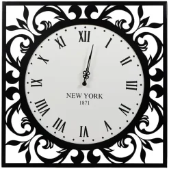 Merkloos Ostaria Wandklok/muur klok - New York 1871 - D50 cm - MDF/metaal Best