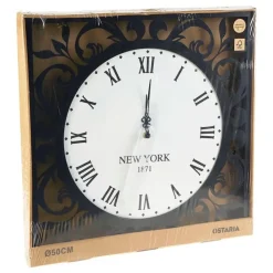Merkloos Ostaria Wandklok/muur klok - New York 1871 - D50 cm - MDF/metaal Best
