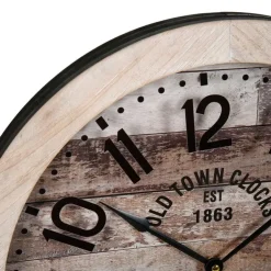 Merkloos Ostaria Wandklok/muur klok - old town - D45 cm - hout - naturel Outlet