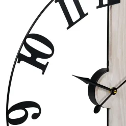 Merkloos Ostaria Wandklok/muur klok - D50 cm - metaal/hout - naturel/zwart Clearance