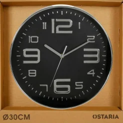 Merkloos Ostaria Wandklok/muur klok - grote cijfers - D30 cm - kunststof