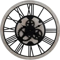 Merkloos Ostaria Wandklok/muur klok - D79cm - MDF/metaal - naturel - kamer Discount