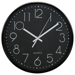Merkloos Ostaria Wandklok/muur klok - D25 cm - kunststof - zwart Outlet