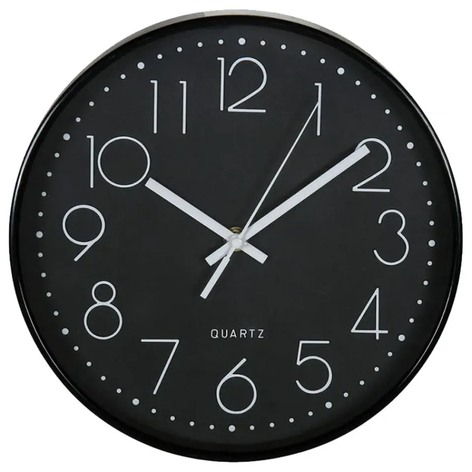 Merkloos Ostaria Wandklok/muur klok - D25 cm - kunststof - zwart Outlet