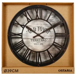 Merkloos Ostaria Wandklok/muur klok - Montparnasse - D39 cm - kunststof Clearance