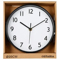 Merkloos Ostaria Wandklok/muur klok - D20 cm - kunststof - zwart Hot
