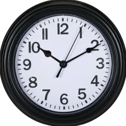 Merkloos Ostaria Wandklok/muur klok - D22 cm - kunststof - zwart - kamer Outlet