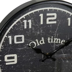 Merkloos Ostaria Wandklok/muur klok - Old Times - D30 cm - metaal - zwart Online
