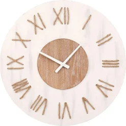 Merkloos Ostaria Wandklok/muur klok - Maritiem - D50 cm - touw - wit/bruin Outlet