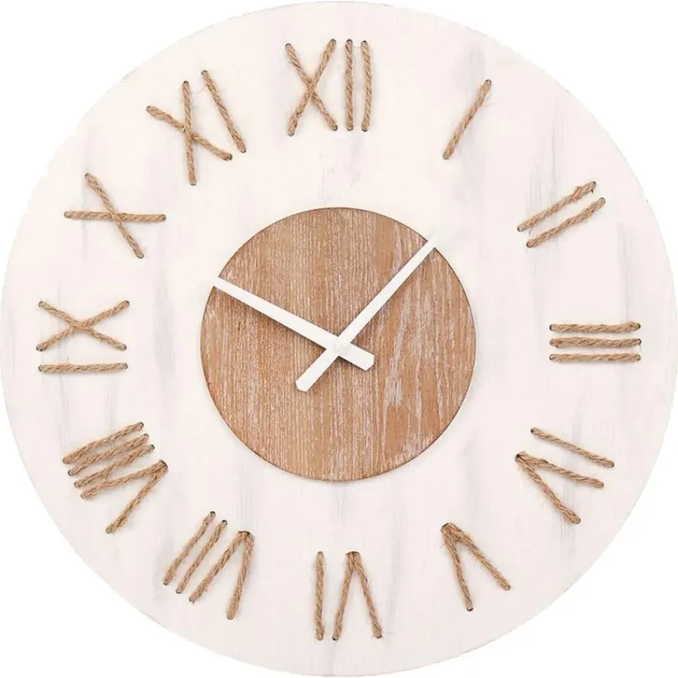 Merkloos Ostaria Wandklok/muur klok - Maritiem - D50 cm - touw - wit/bruin Outlet