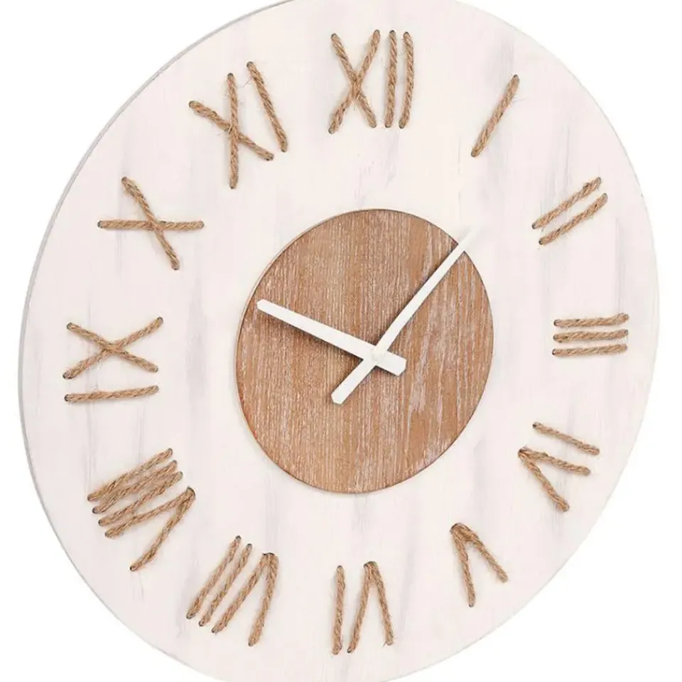 Merkloos Ostaria Wandklok/muur klok - Maritiem - D50 cm - touw - wit/bruin Outlet