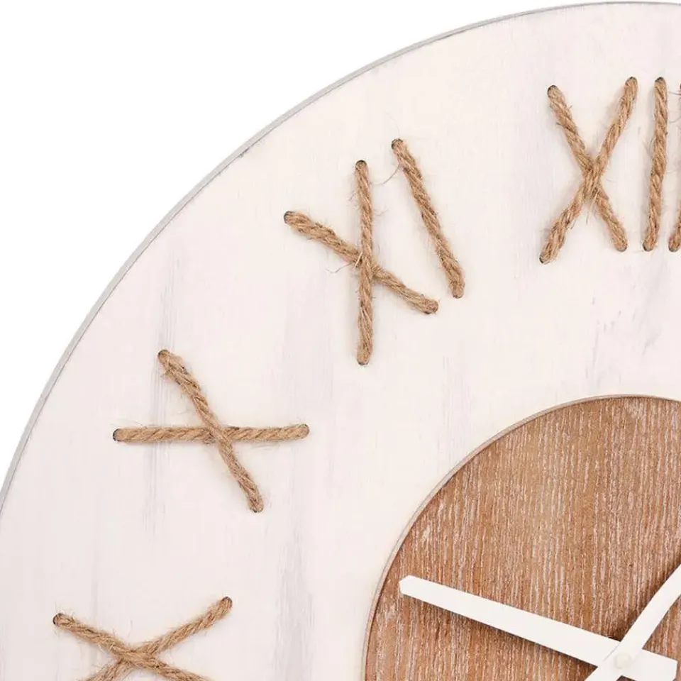 Merkloos Ostaria Wandklok/muur klok - Maritiem - D50 cm - touw - wit/bruin Outlet