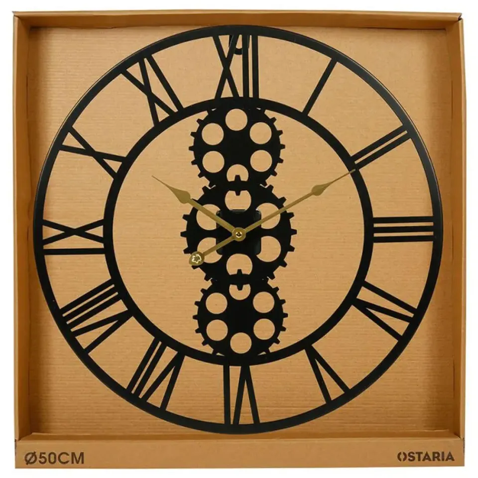 Merkloos Ostaria Wandklok/muur klok - open uurwerk - D50 cm - metaal New