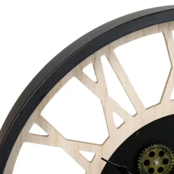 Merkloos Ostaria Wandklok/muur klok - open uurwerk - D40 cm - metaal/hout Outlet