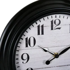 Merkloos Ostaria Wandklok/muur klok - houtlook - D30cm - kunststof - zwart Online