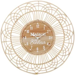 Merkloos Ostaria Wandklok/muur klok - Ibiza stijl - D50 cm - naturel Best